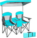 Silla Doble de Camping con Sombrilla y Nevera Integrada
