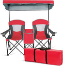 Silla Doble de Camping con Sombrilla y Nevera Integrada