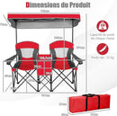 Silla Doble de Camping con Sombrilla y Nevera Integrada