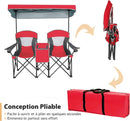 Silla Doble de Camping con Sombrilla y Nevera Integrada