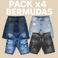 Pack x4 Bermudas de Jean para Hombre