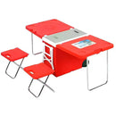 Caja refrigeradora de 28L, mesa y silla portátiles de plástico para pícnic al aire libre con incubadora, mesa móvil plegable para exteriores